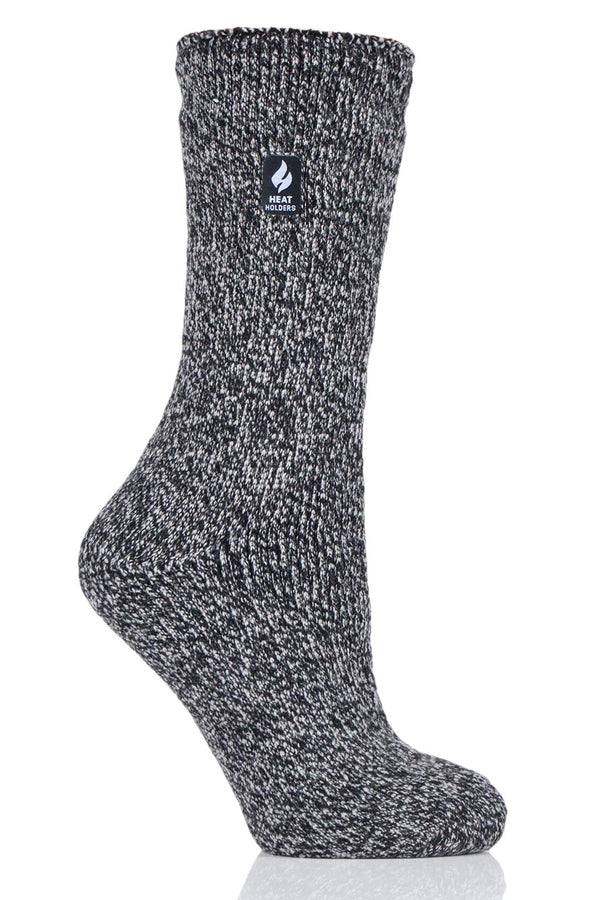 Heat Holders Women's Primrose Twist Thermal Crew Sock Black/Light Grey