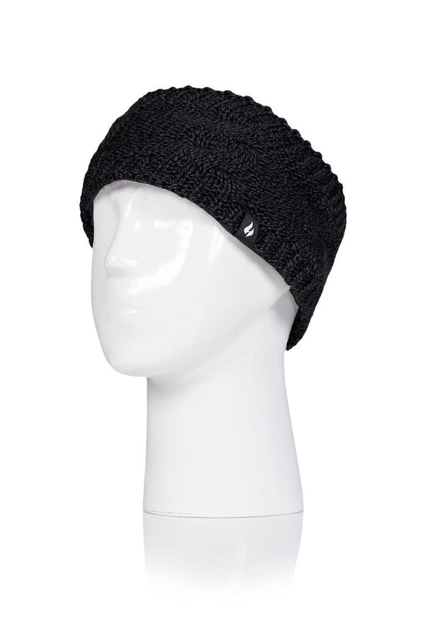 Heat Holders Women's Alta Cable Knit Thermal Headband Black